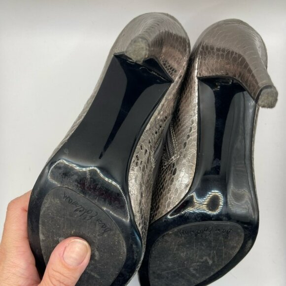 Sam Edelman Whitely Spike Silver Patent Leather Faux Snake Skin Heel Whimsical 8 - Picture 8 of 9